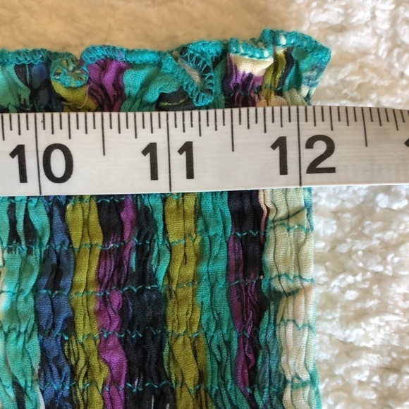 Raga Anthropologie Maxi Skirt Boho Peasant Smocked Waist Multicolored Small NWOT - Picture 8 of 10